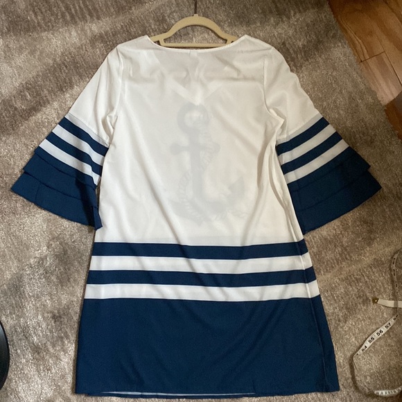 Womens navy blue and white dress with Anchor on front of this dress NWT - Picture 10 of 11